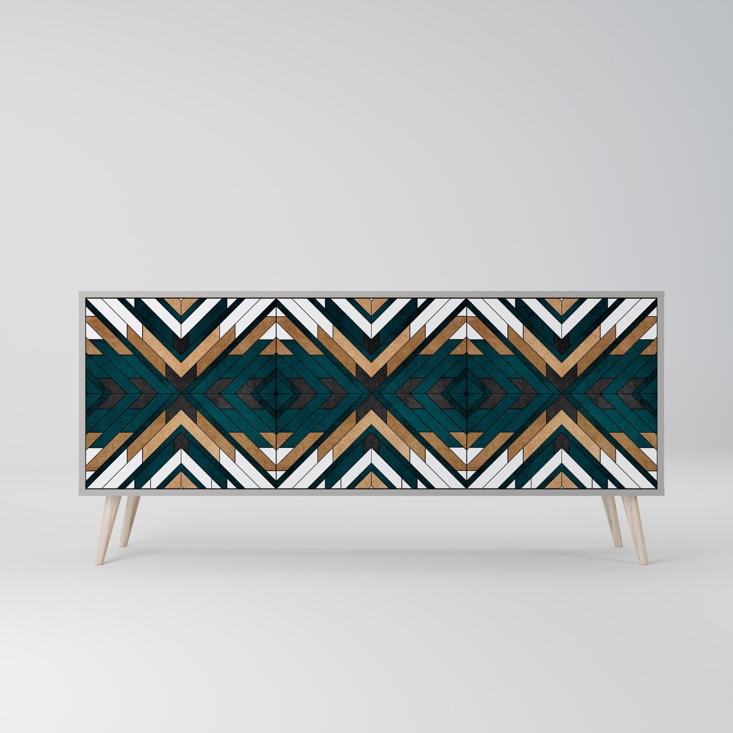 Credenza a 3 ante ARTISTIC GEOMETRY in finitura grigia