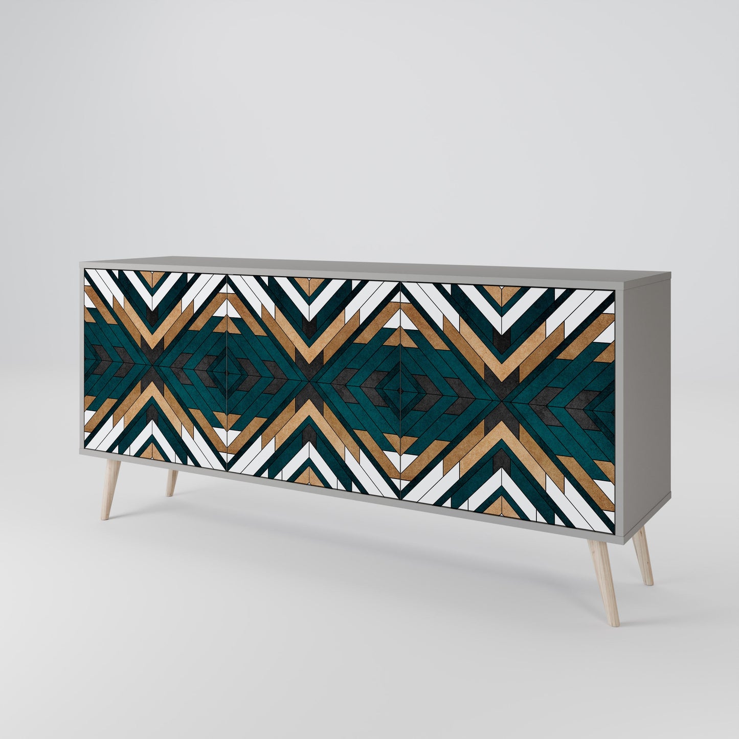 Credenza a 3 ante ARTISTIC GEOMETRY in finitura grigia