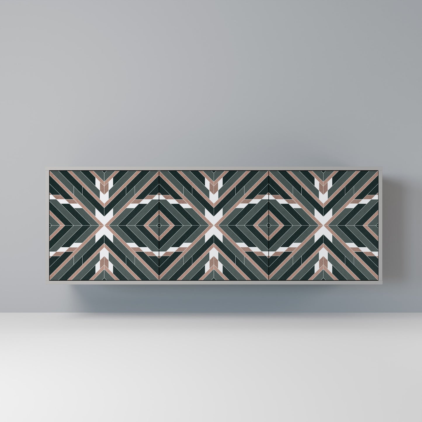 DIMENSION DELIGHTS 3-Door Sideboard in Grey Finish