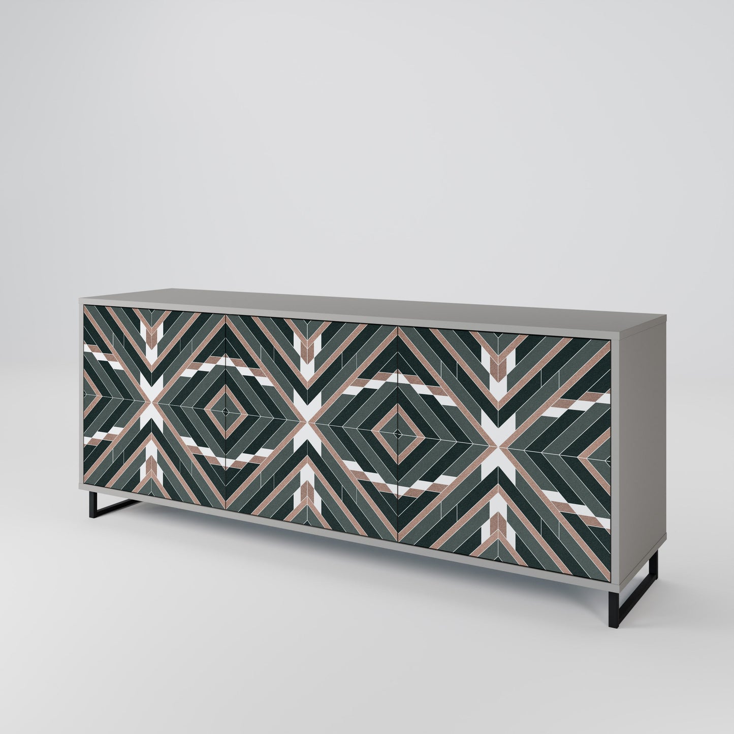 DIMENSION DELIGHTS 3-Door Sideboard in Grey Finish