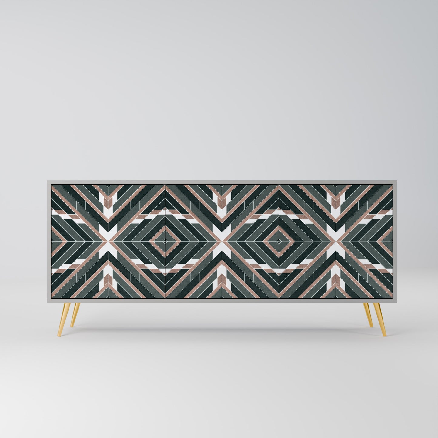 DIMENSION DELIGHTS 3-Door Sideboard in Grey Finish