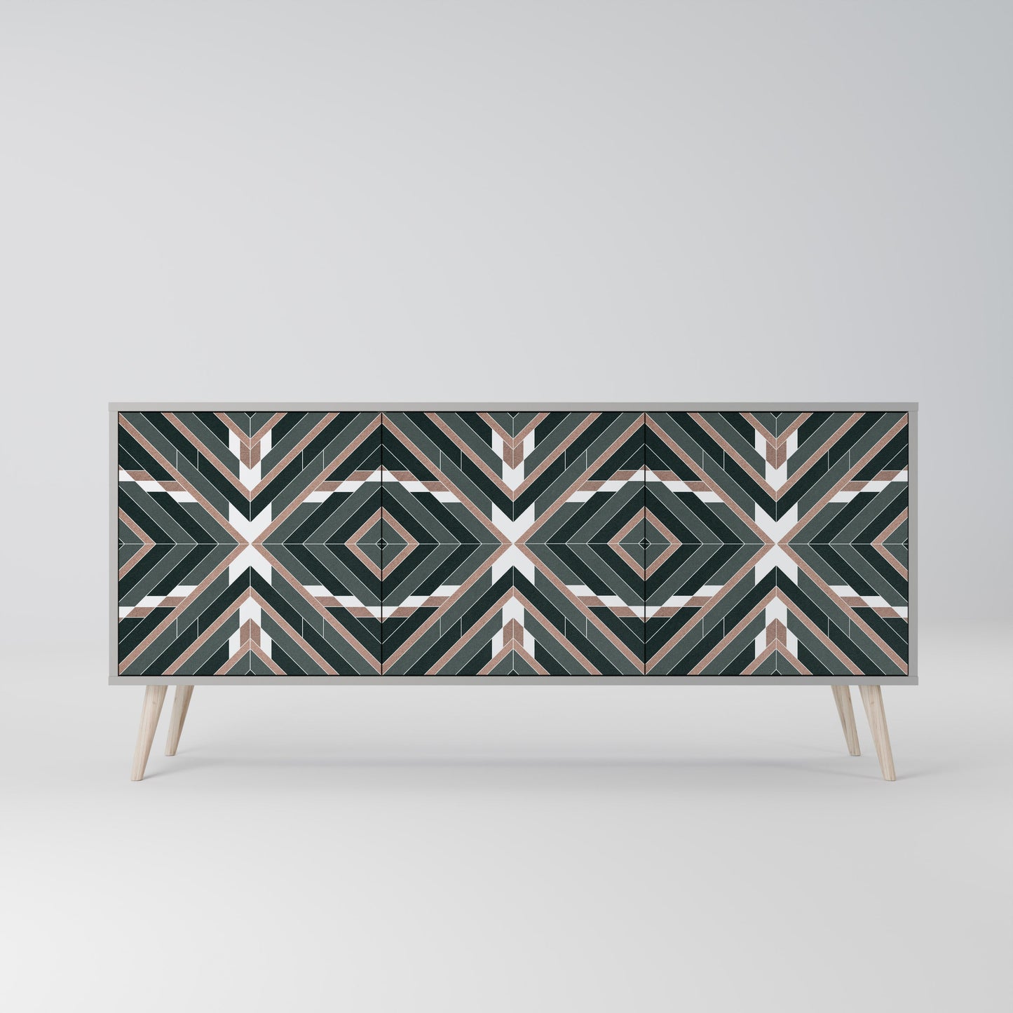 DIMENSION DELIGHTS 3-Door Sideboard in Grey Finish