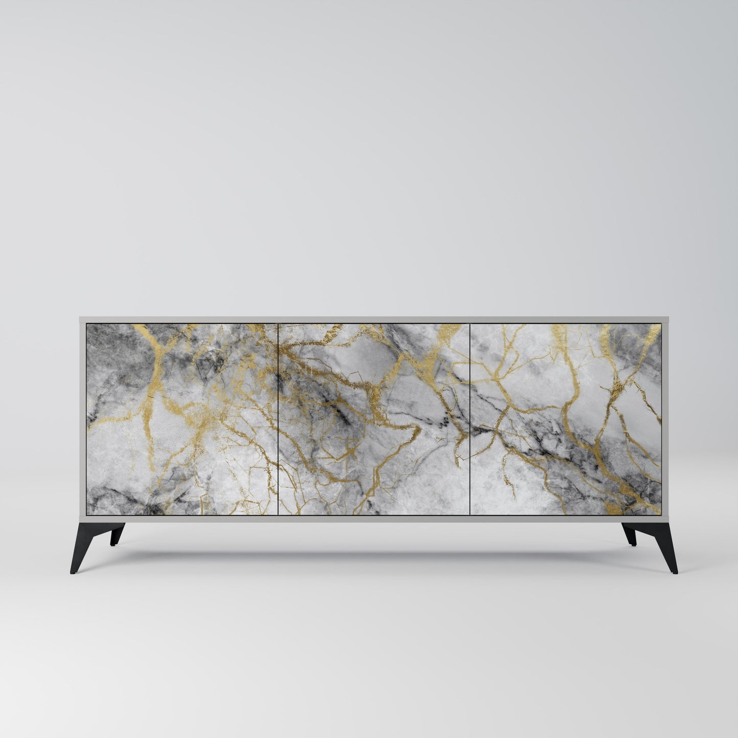 TIMELESS GLIDE 3-Door Sideboard in Grey Finish