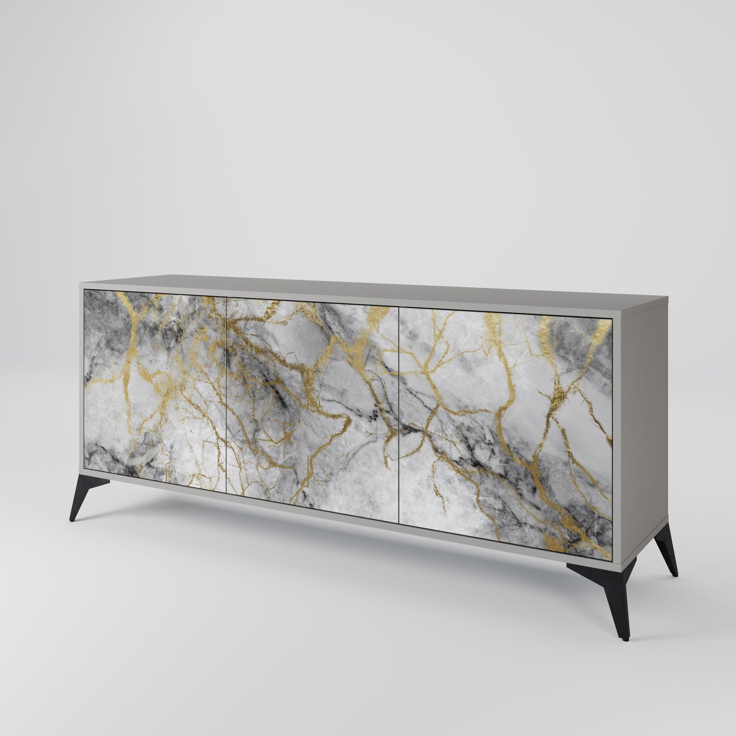 TIMELESS GLIDE 3-Door Sideboard in Grey Finish