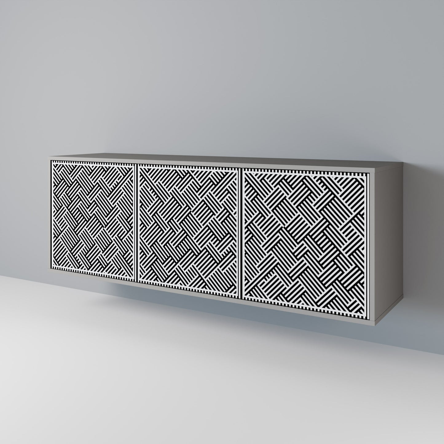 Credenza a 3 ante TEMPORARY SEQUENCE in finitura grigia