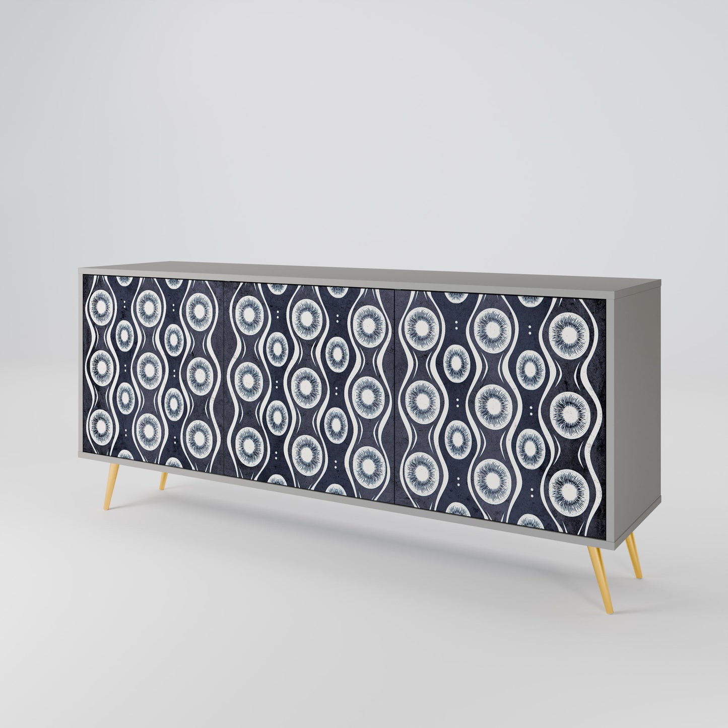 GRAPHITE EYES 3-Door Sideboard in Grey Finish