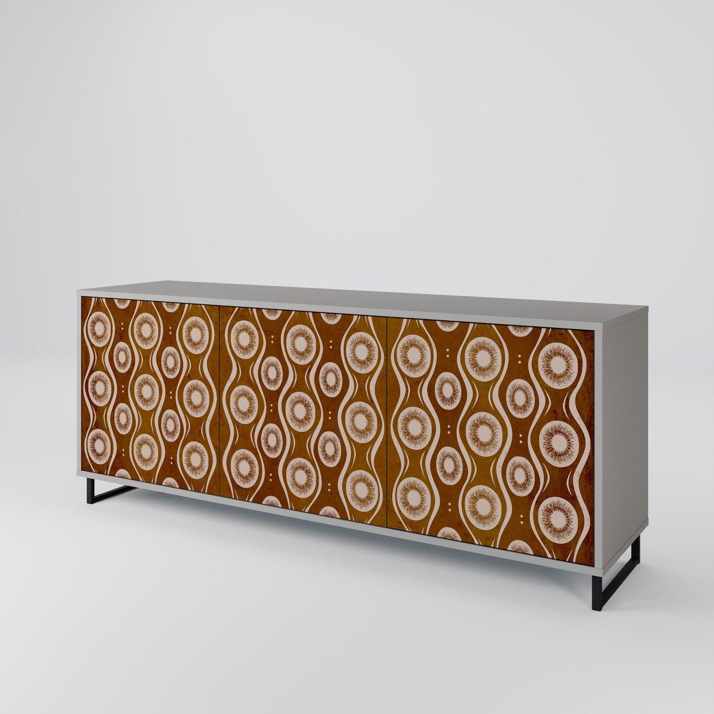 BROWN EYES 3-Door Sideboard in Grey Finish