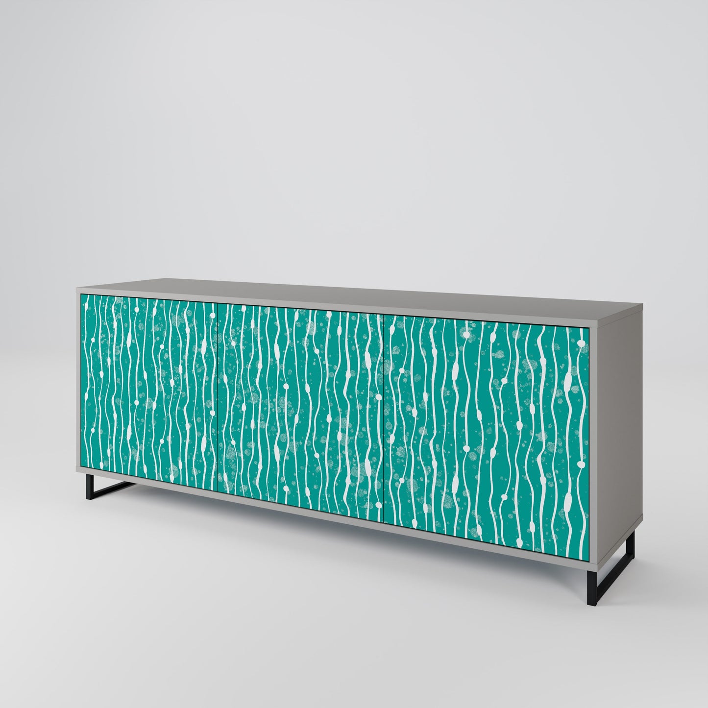 Credenza a 3 ante TURQUOISE RAIN in finitura grigia