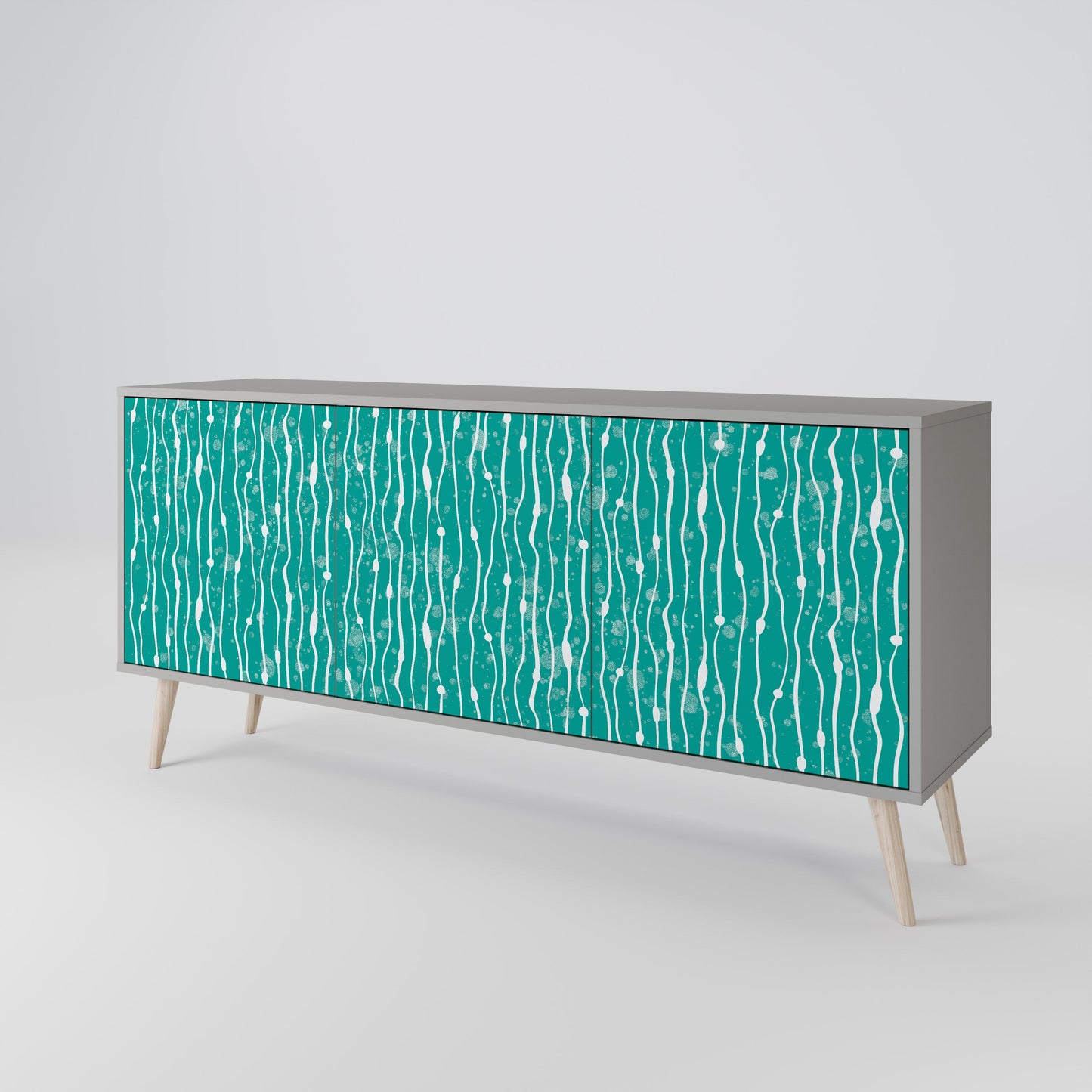 Credenza a 3 ante TURQUOISE RAIN in finitura grigia