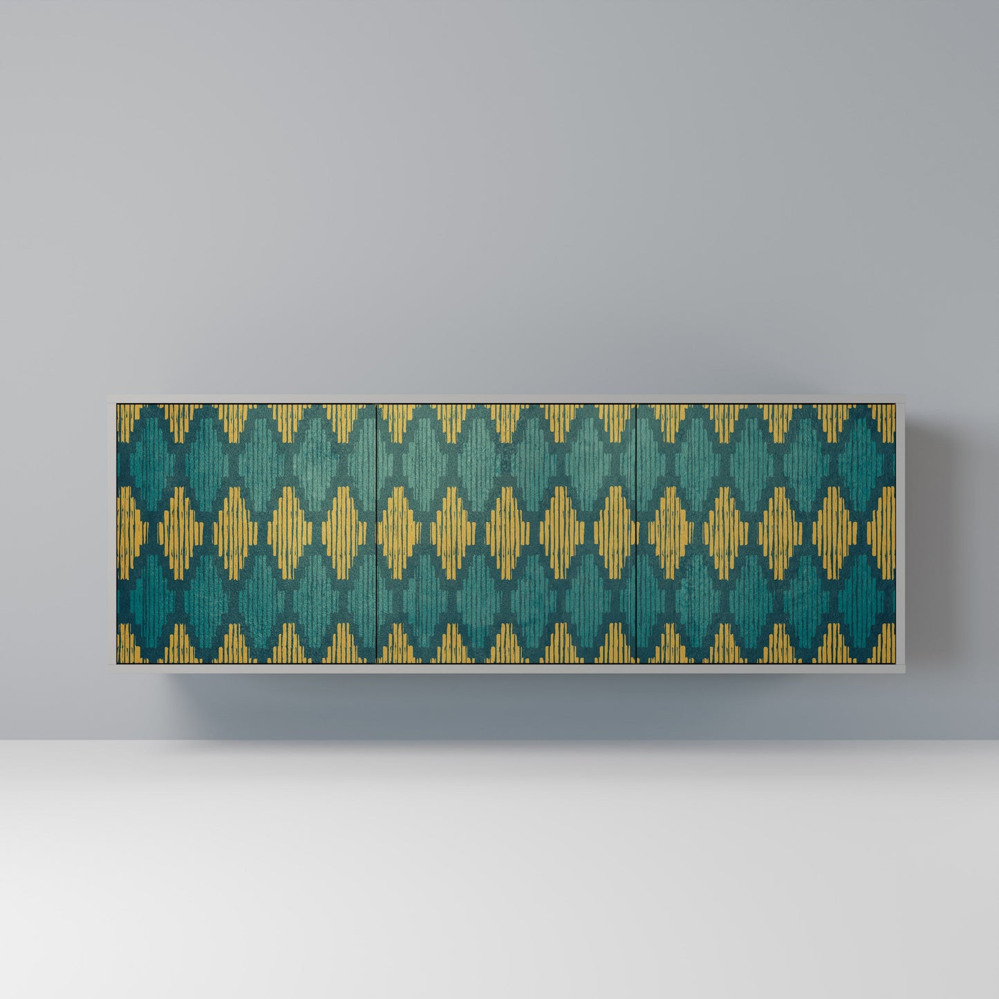POLYGONS 3-Door Sideboard in Grey Finish