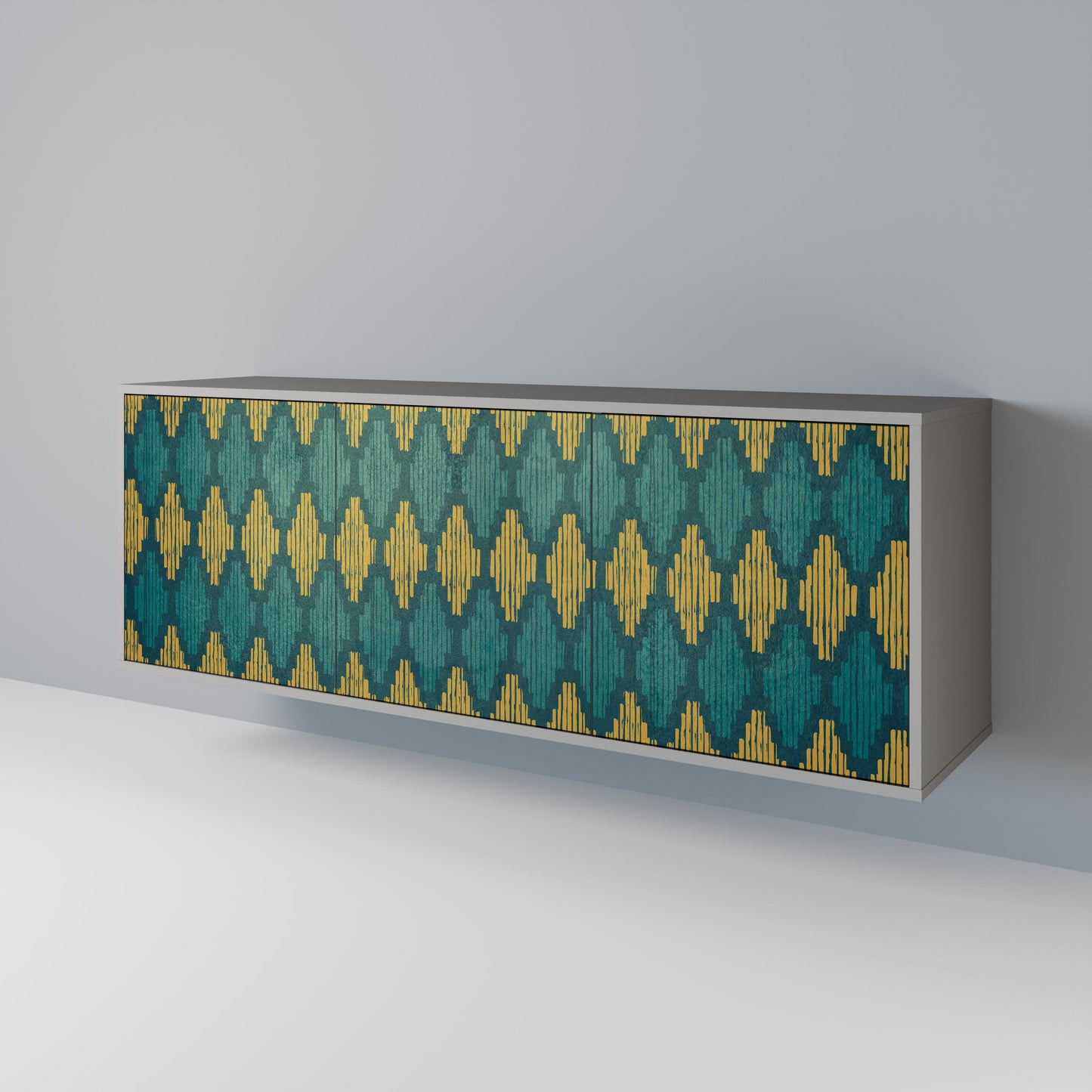 POLYGONS 3-Door Sideboard in Grey Finish