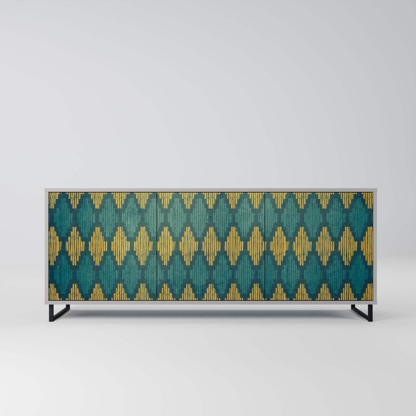 POLYGONS 3-Door Sideboard in Grey Finish