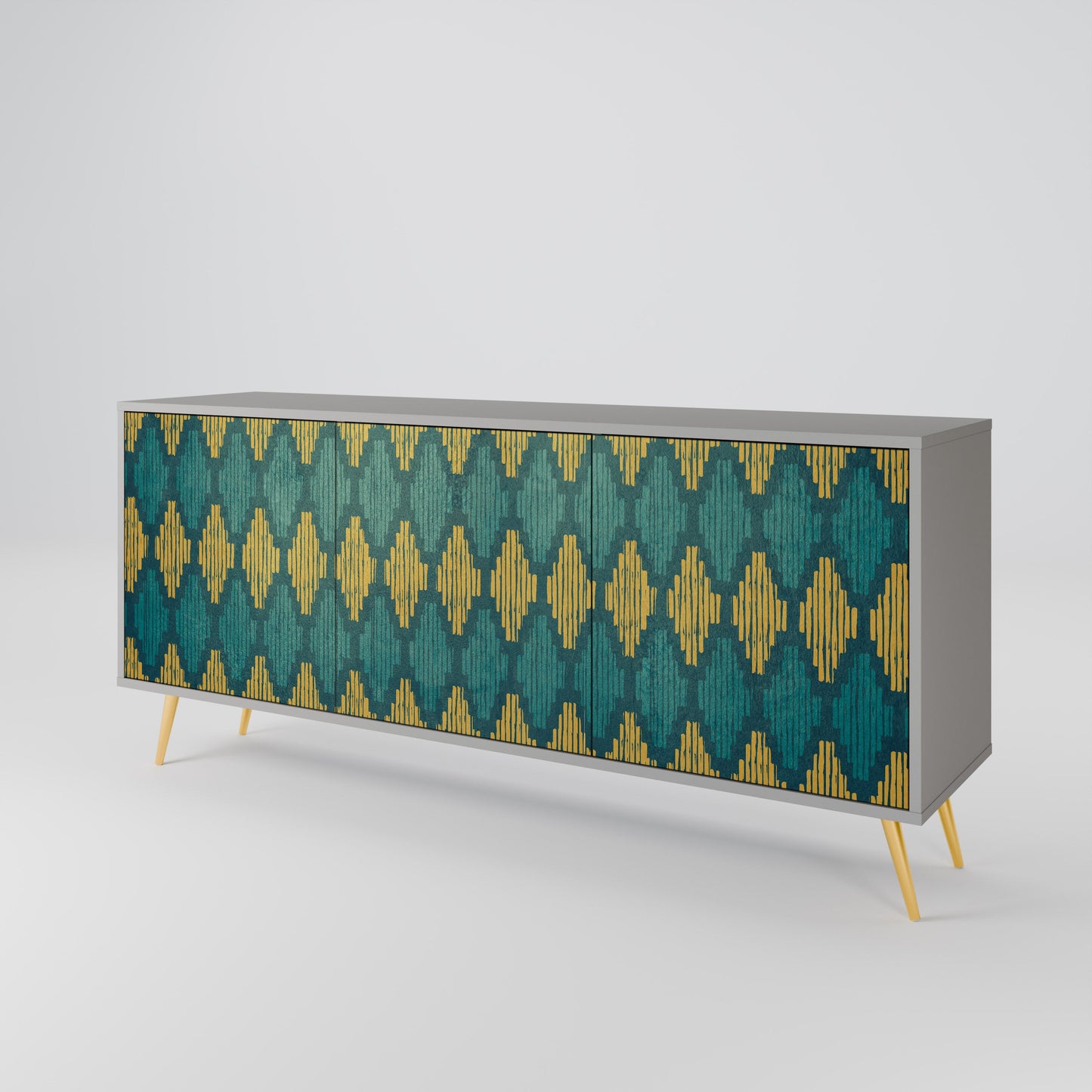 POLYGONS 3-Door Sideboard in Grey Finish
