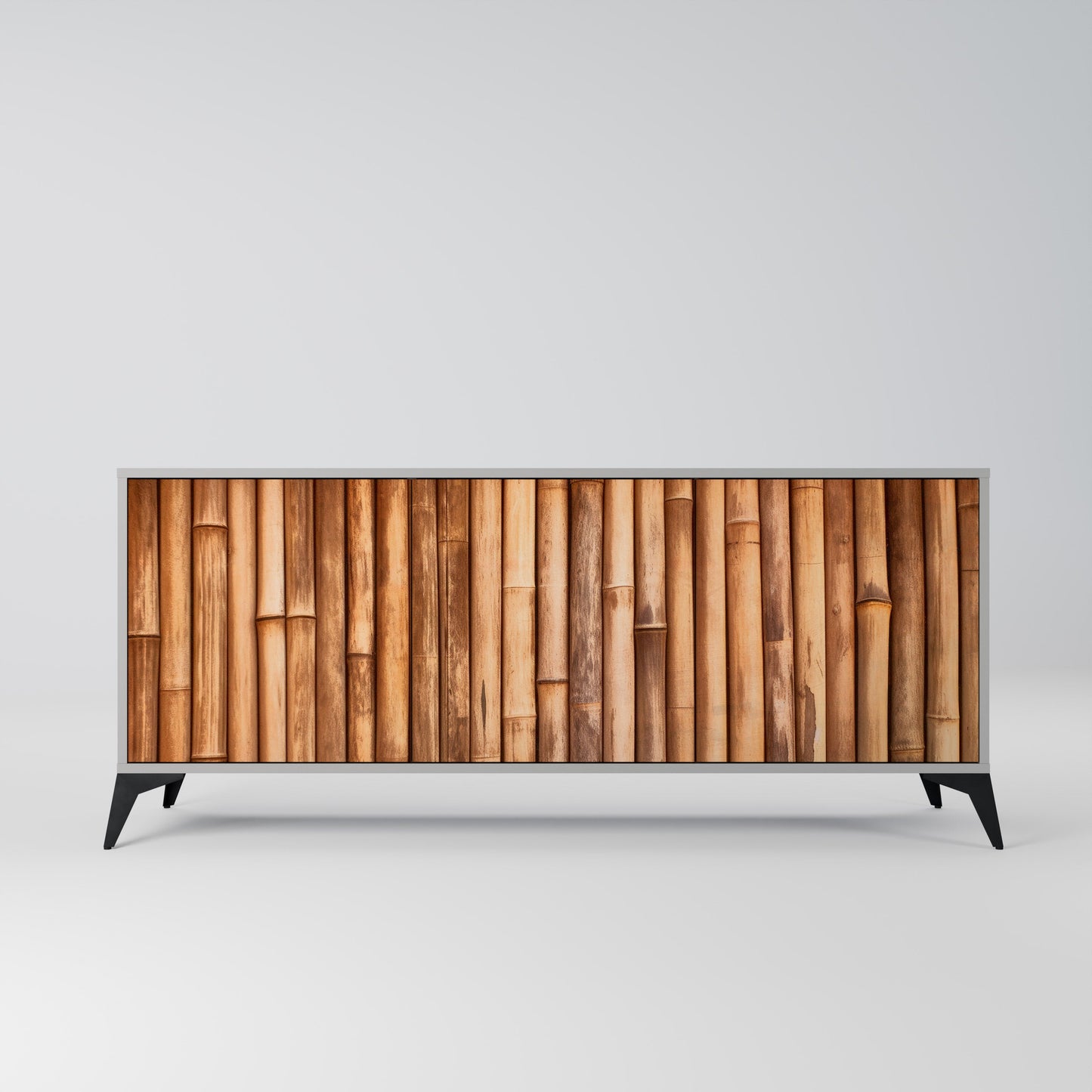 NATURAL WOOD 3-Door Sideboard in Grey Finish