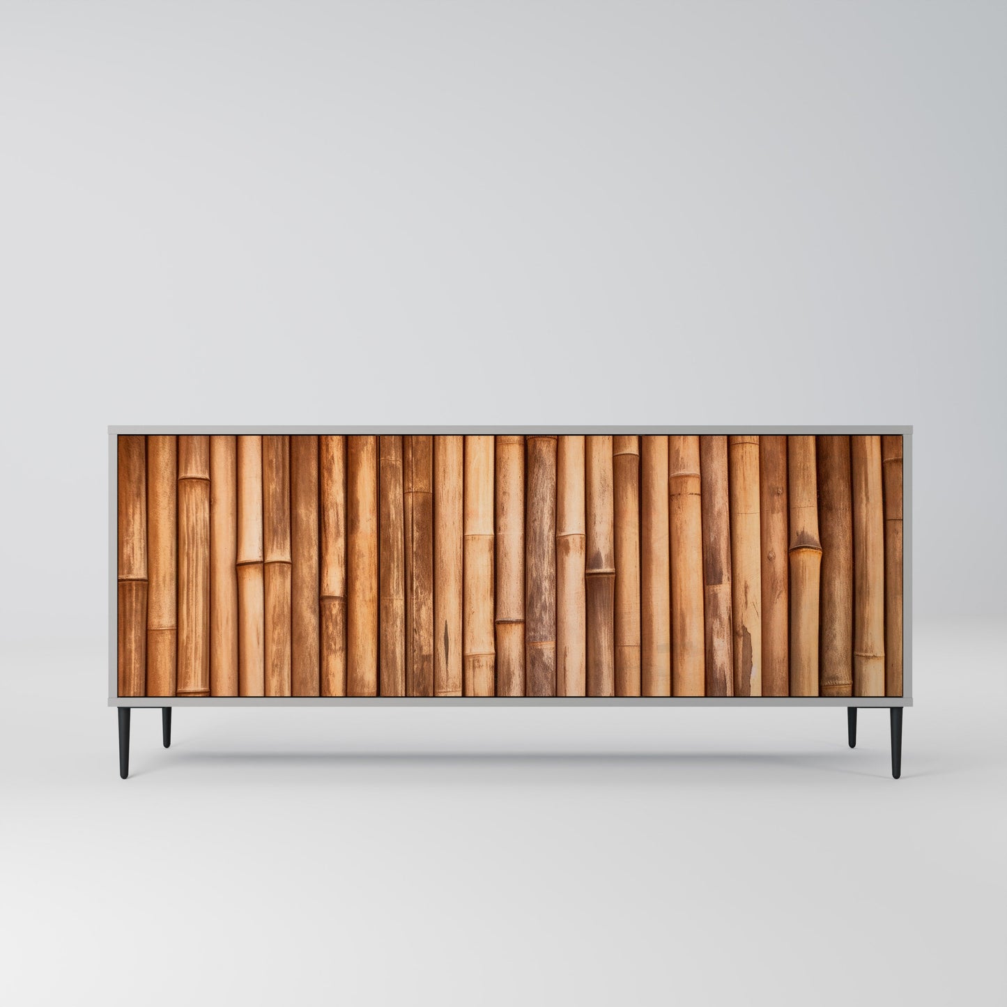 NATURAL WOOD 3-Door Sideboard in Grey Finish