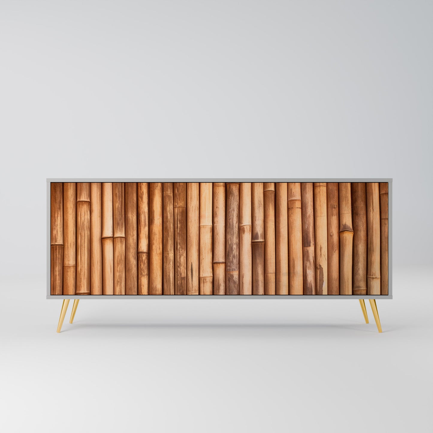 NATURAL WOOD 3-Door Sideboard in Grey Finish