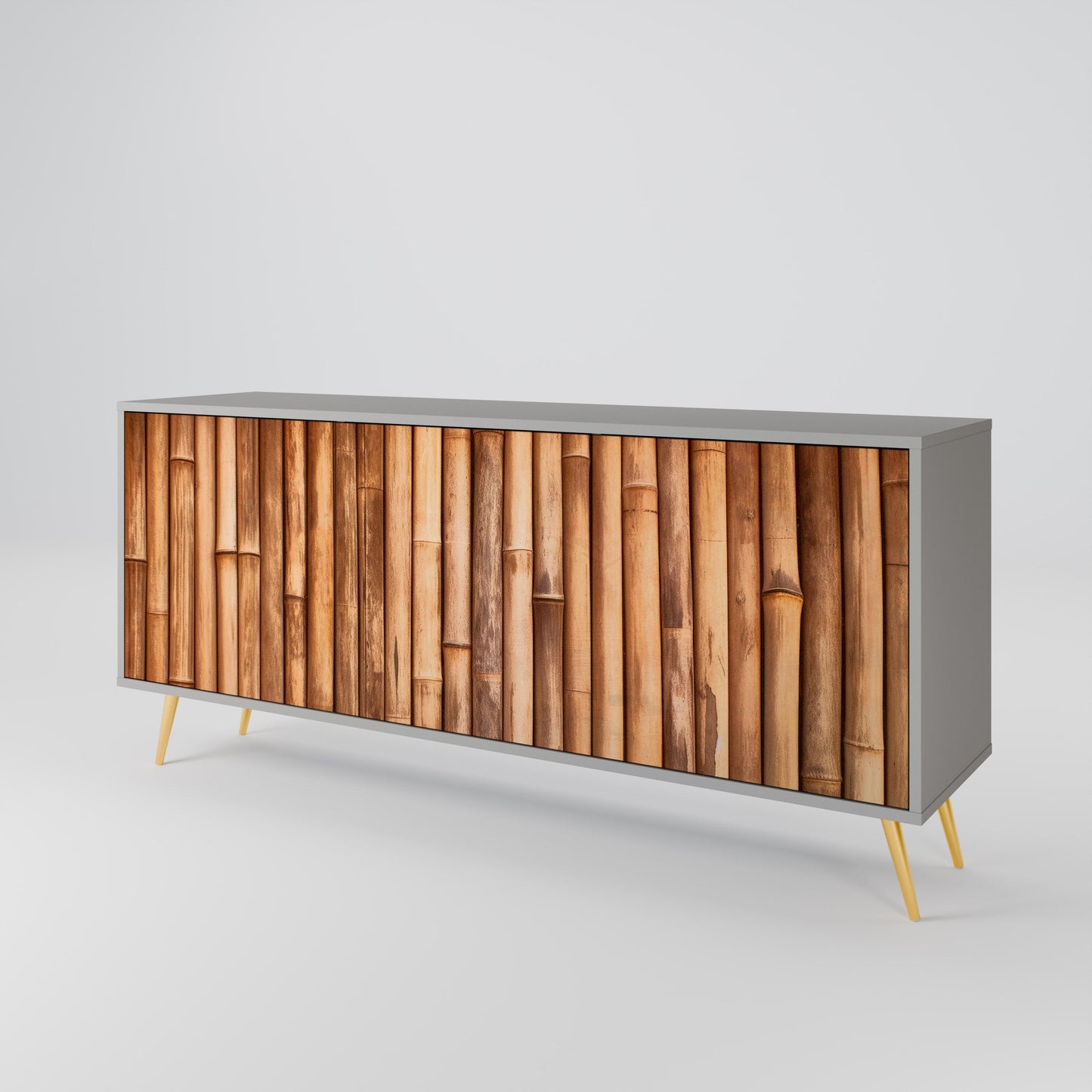 NATURAL WOOD 3-Door Sideboard in Grey Finish