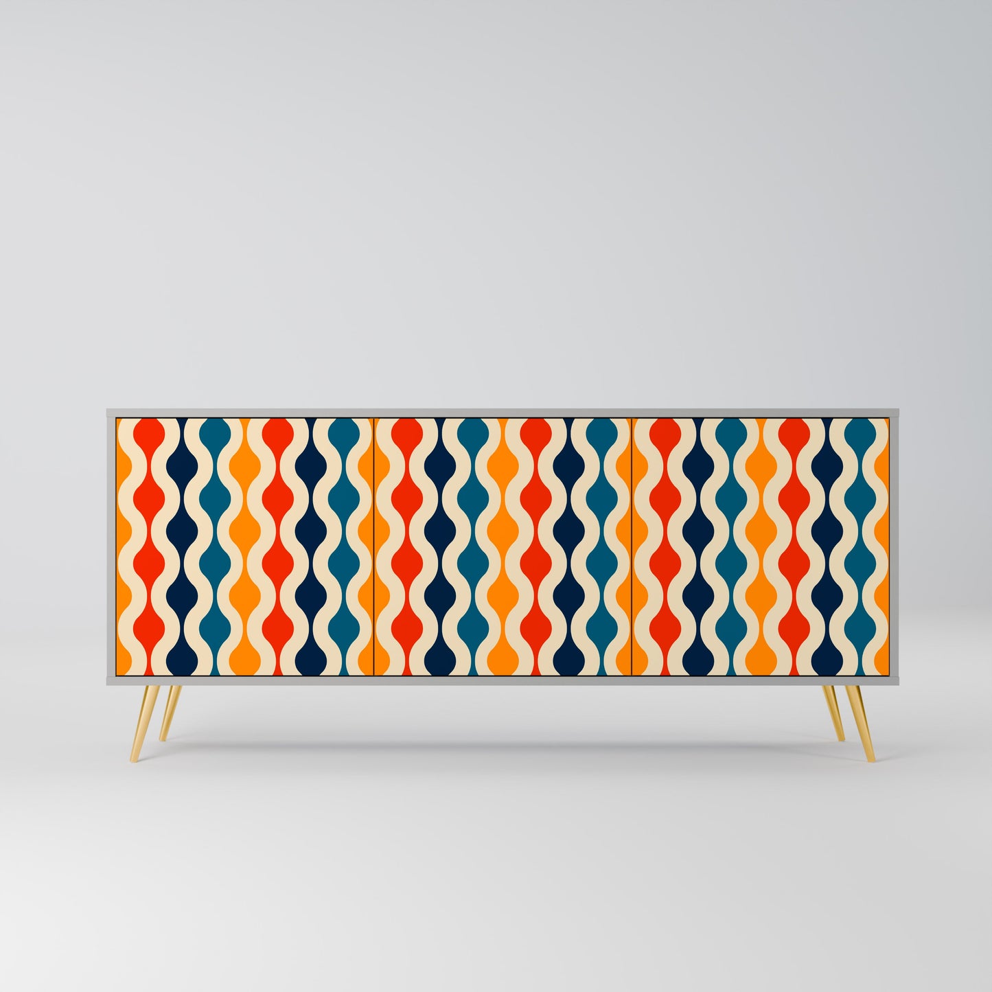 COLORFUL NOSTALGIA 3-Door Sideboard in Grey Finish
