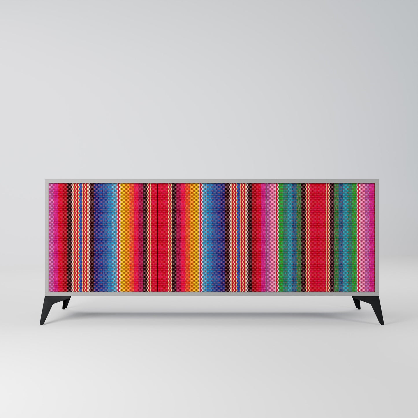 ETHNIC MEXICAN 3-Door Sideboard in Grey Finish