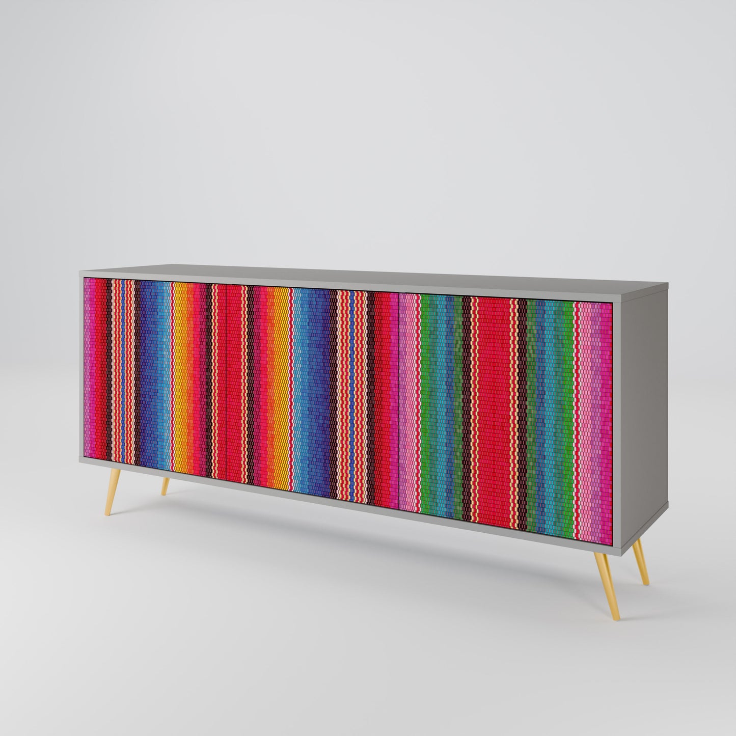 ETHNIC MEXICAN 3-Door Sideboard in Grey Finish