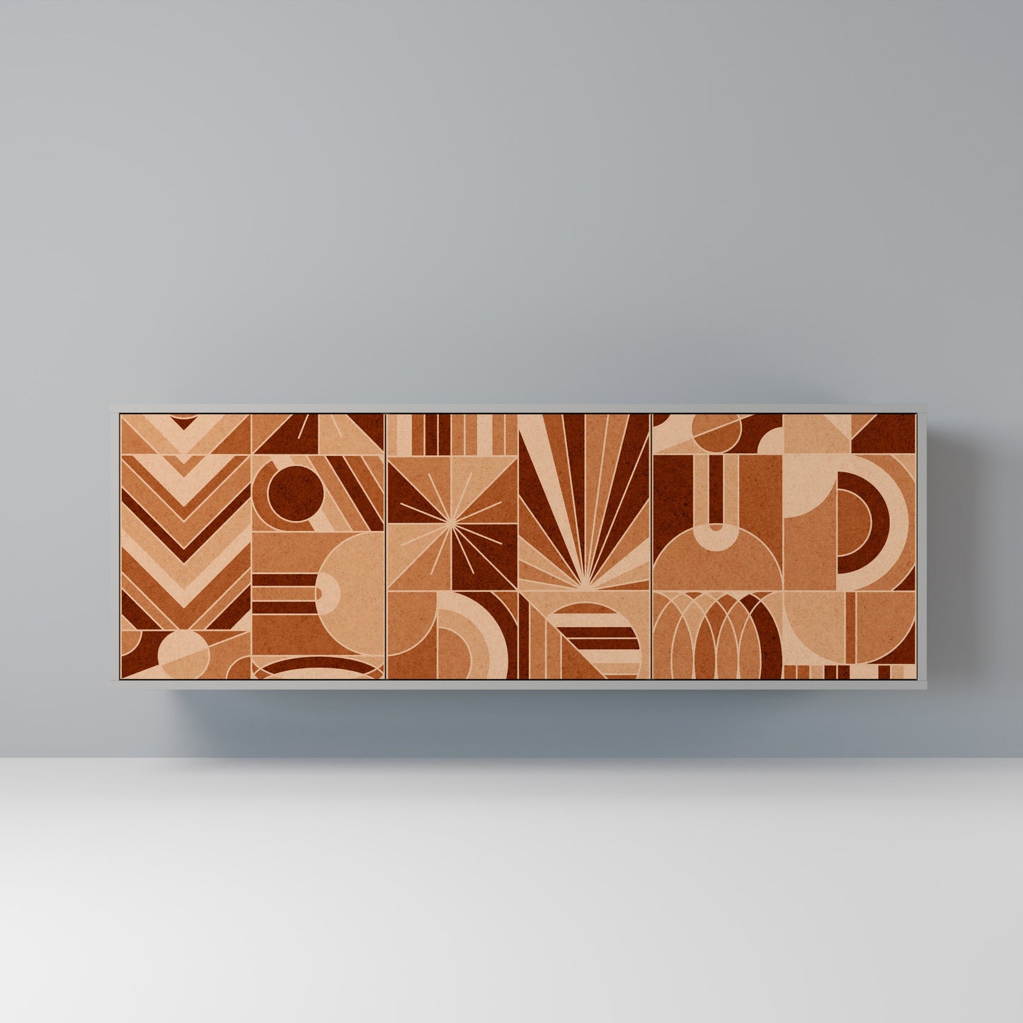 Credenza PRISM MOSAIC a 3 ante in finitura grigia