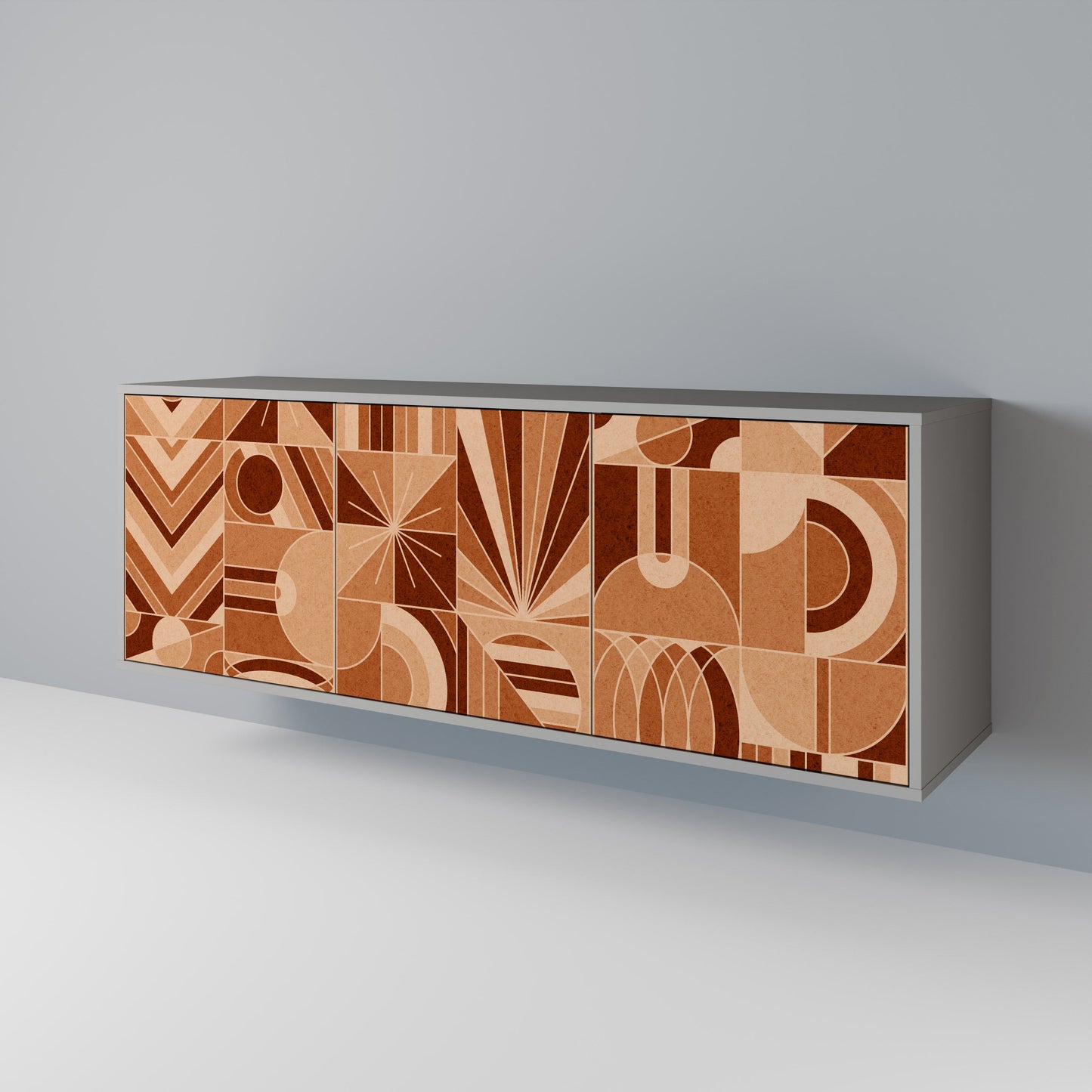 Credenza PRISM MOSAIC a 3 ante in finitura grigia