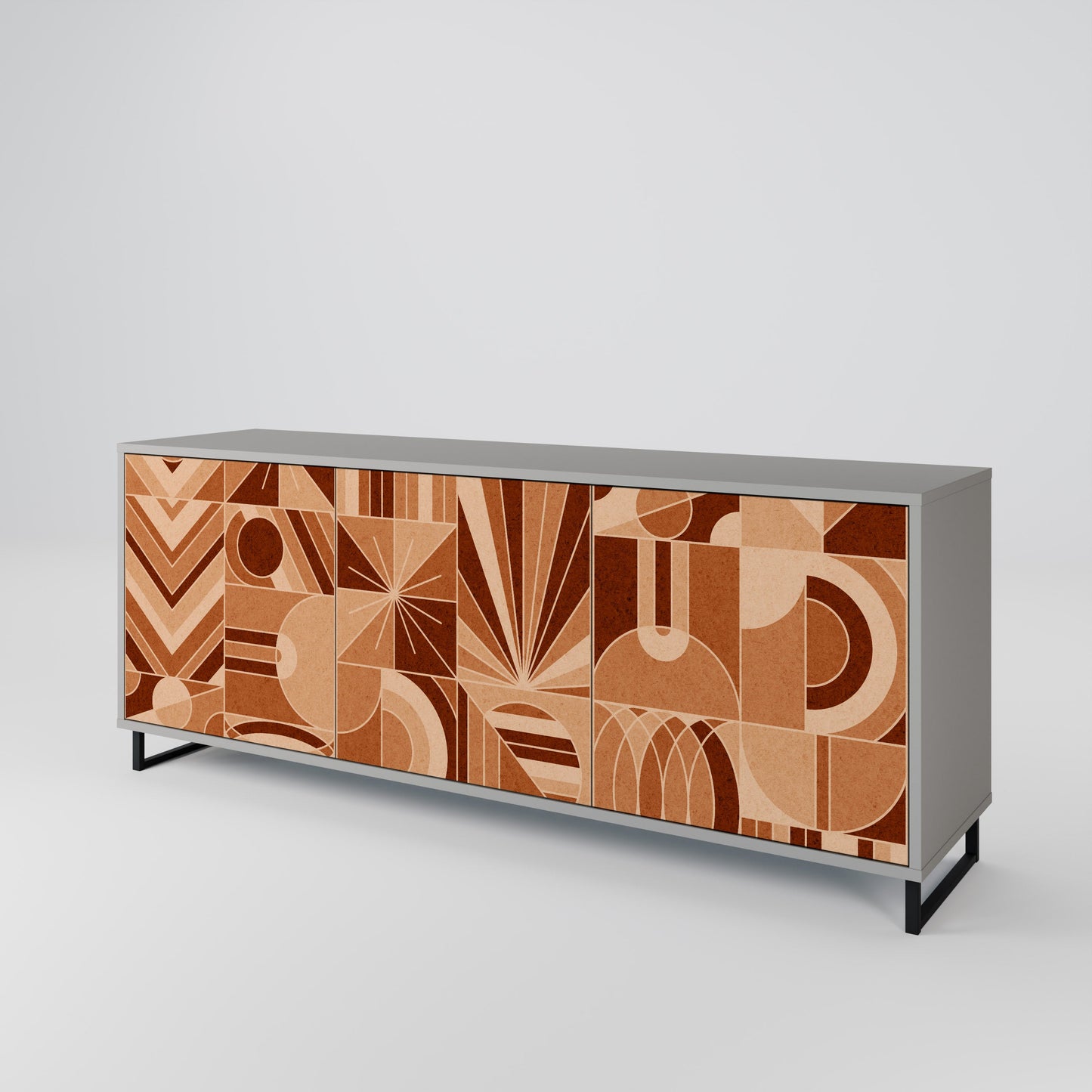 Credenza PRISM MOSAIC a 3 ante in finitura grigia