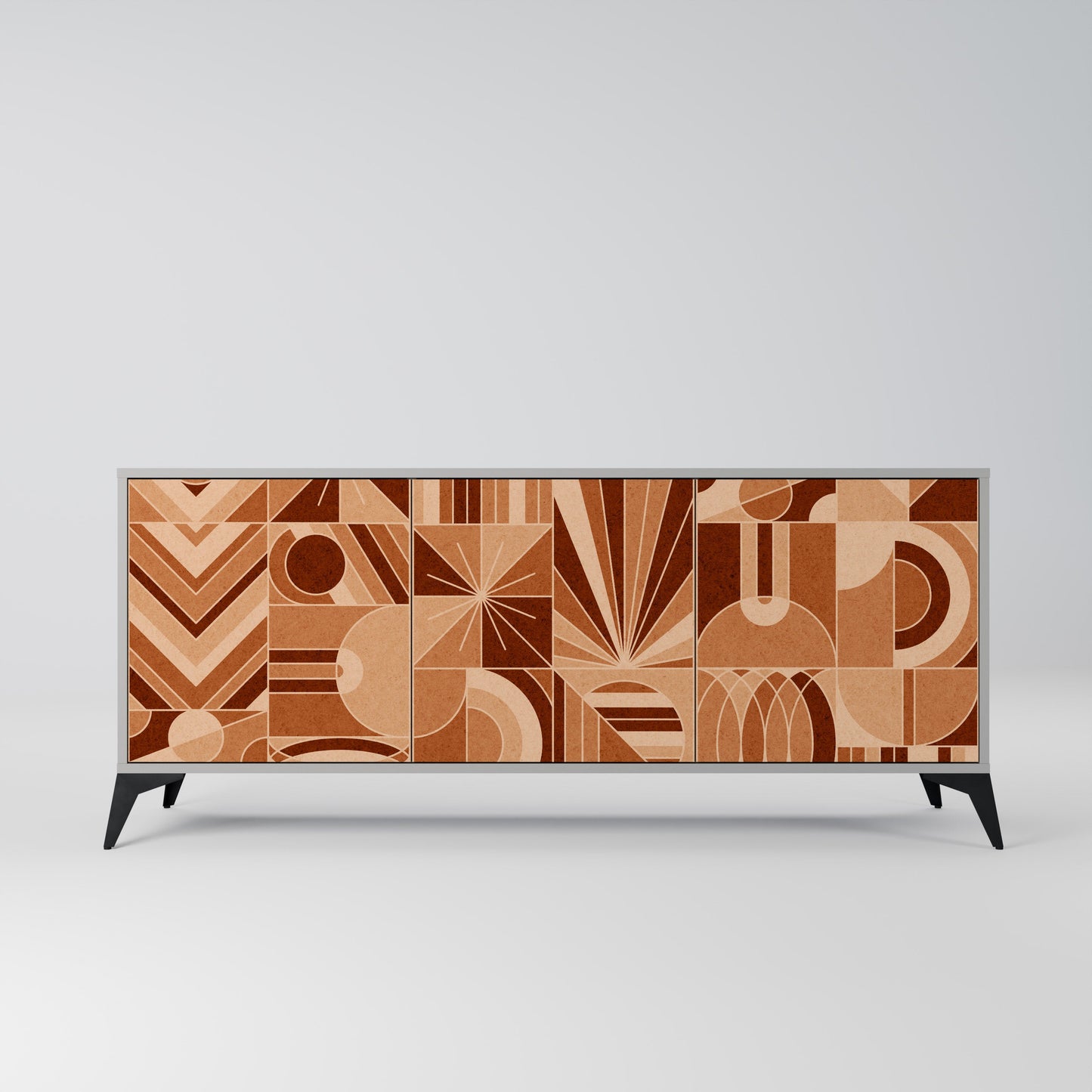 Credenza PRISM MOSAIC a 3 ante in finitura grigia