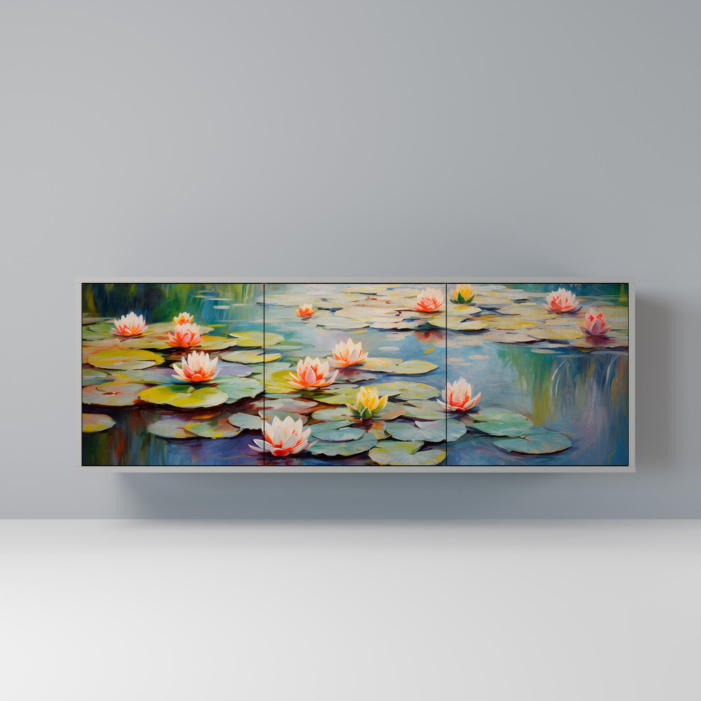 Credenza BLOOMING WATERS a 3 ante in finitura grigia