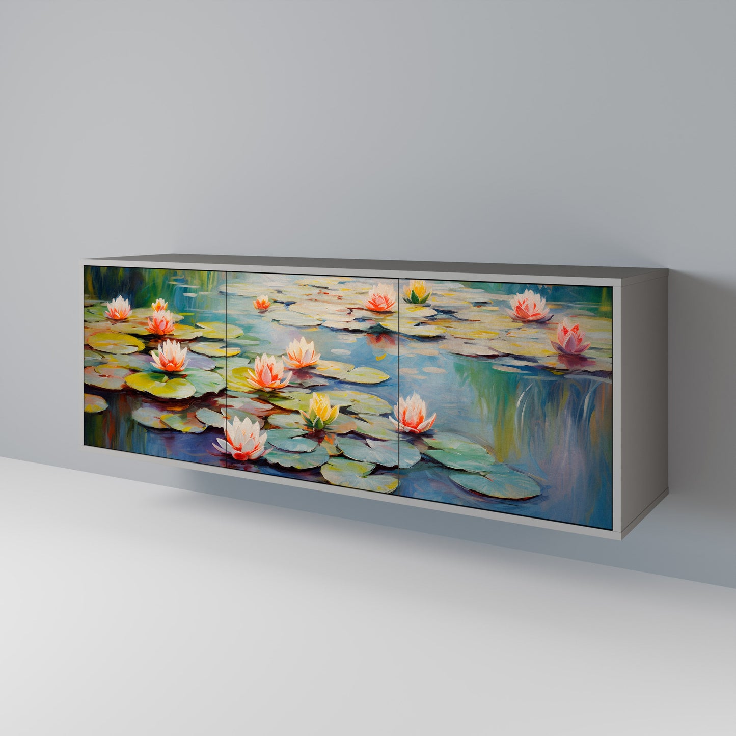 Credenza BLOOMING WATERS a 3 ante in finitura grigia