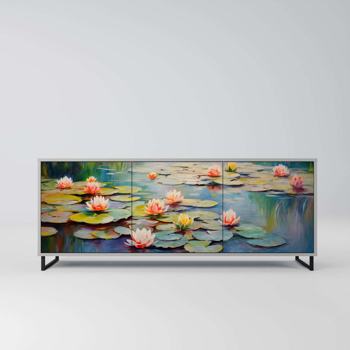 Credenza BLOOMING WATERS a 3 ante in finitura grigia