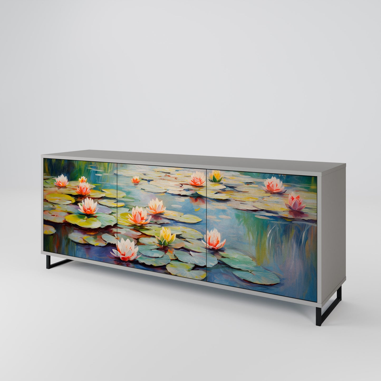 Credenza BLOOMING WATERS a 3 ante in finitura grigia