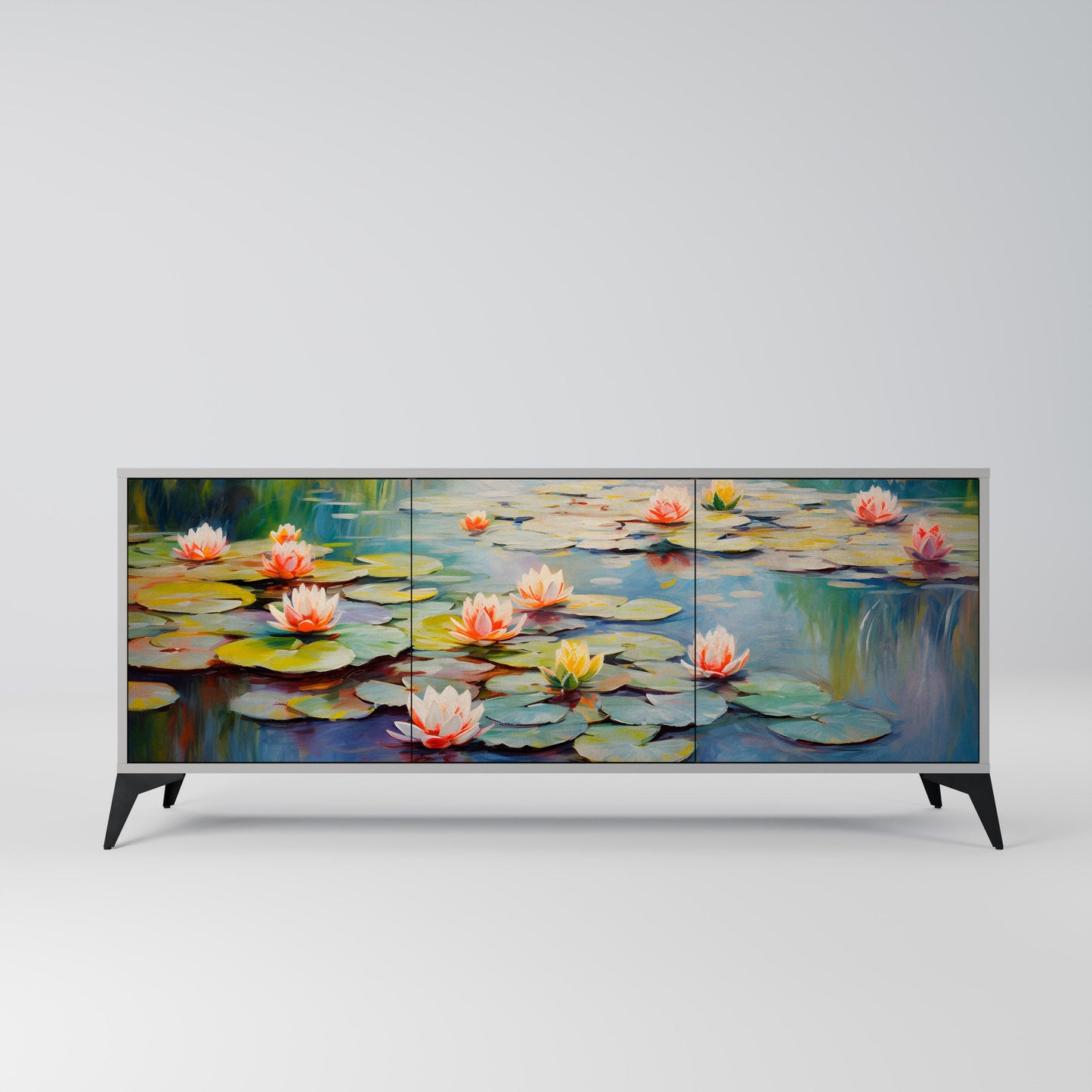 Credenza BLOOMING WATERS a 3 ante in finitura grigia