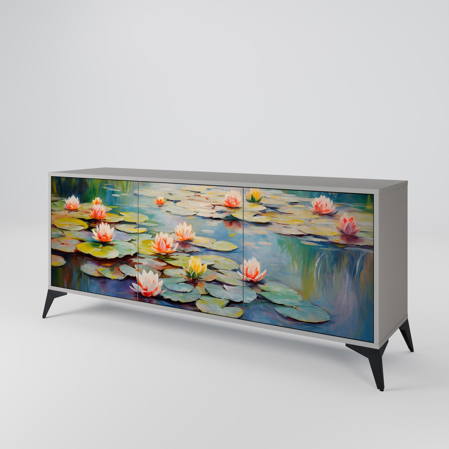 Credenza BLOOMING WATERS a 3 ante in finitura grigia