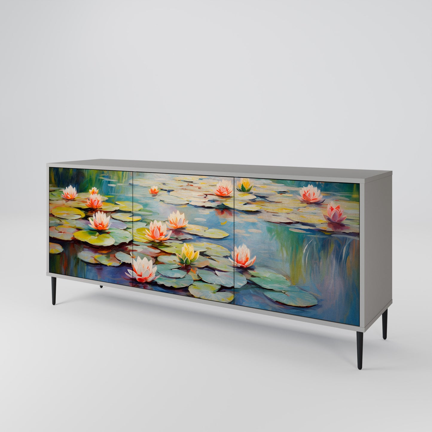 Credenza BLOOMING WATERS a 3 ante in finitura grigia