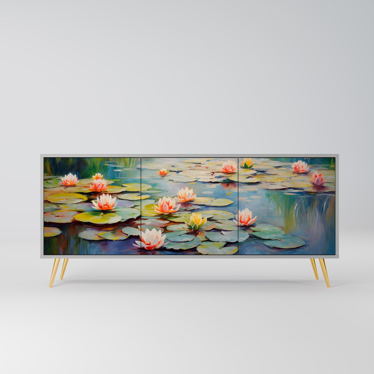 Credenza BLOOMING WATERS a 3 ante in finitura grigia