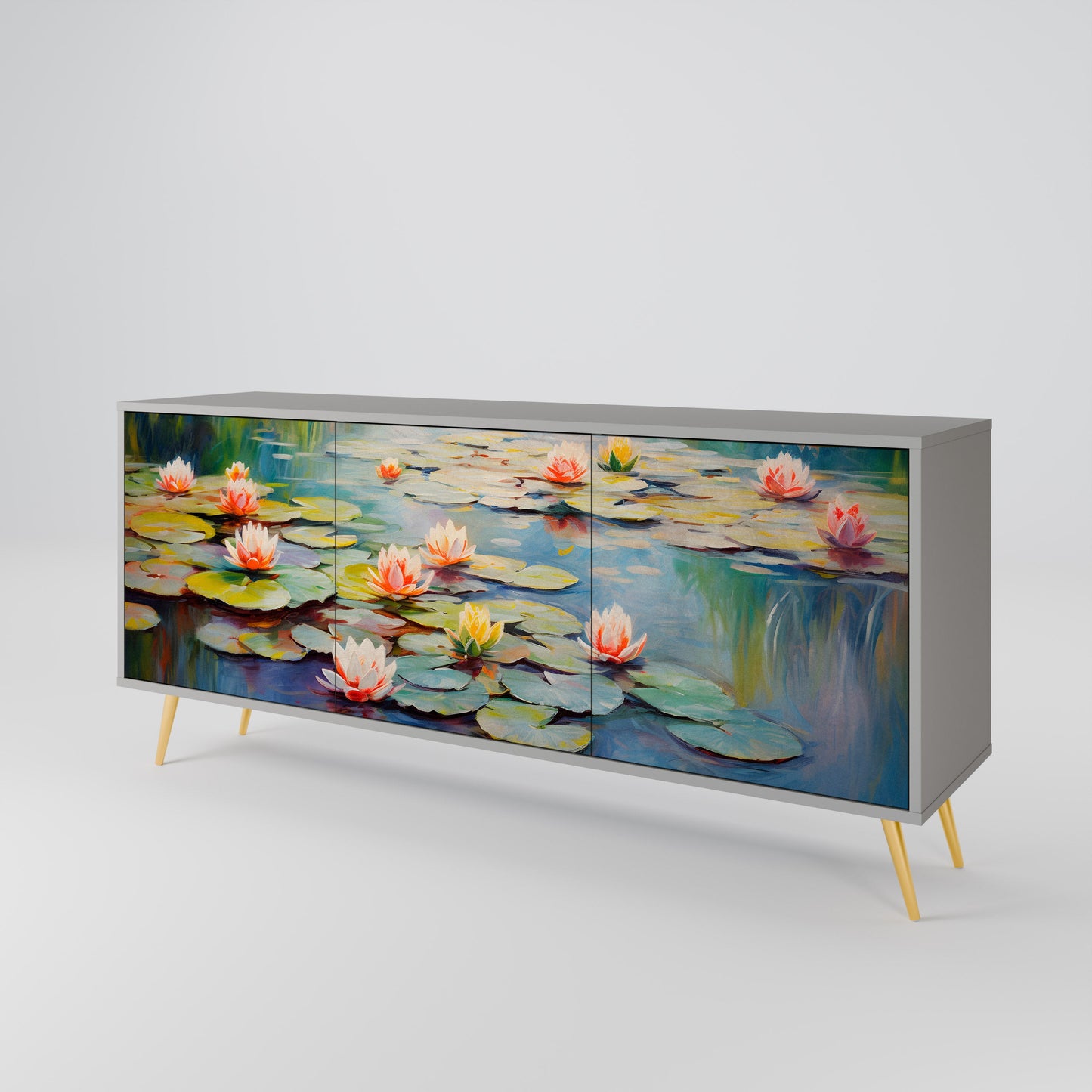 Credenza BLOOMING WATERS a 3 ante in finitura grigia