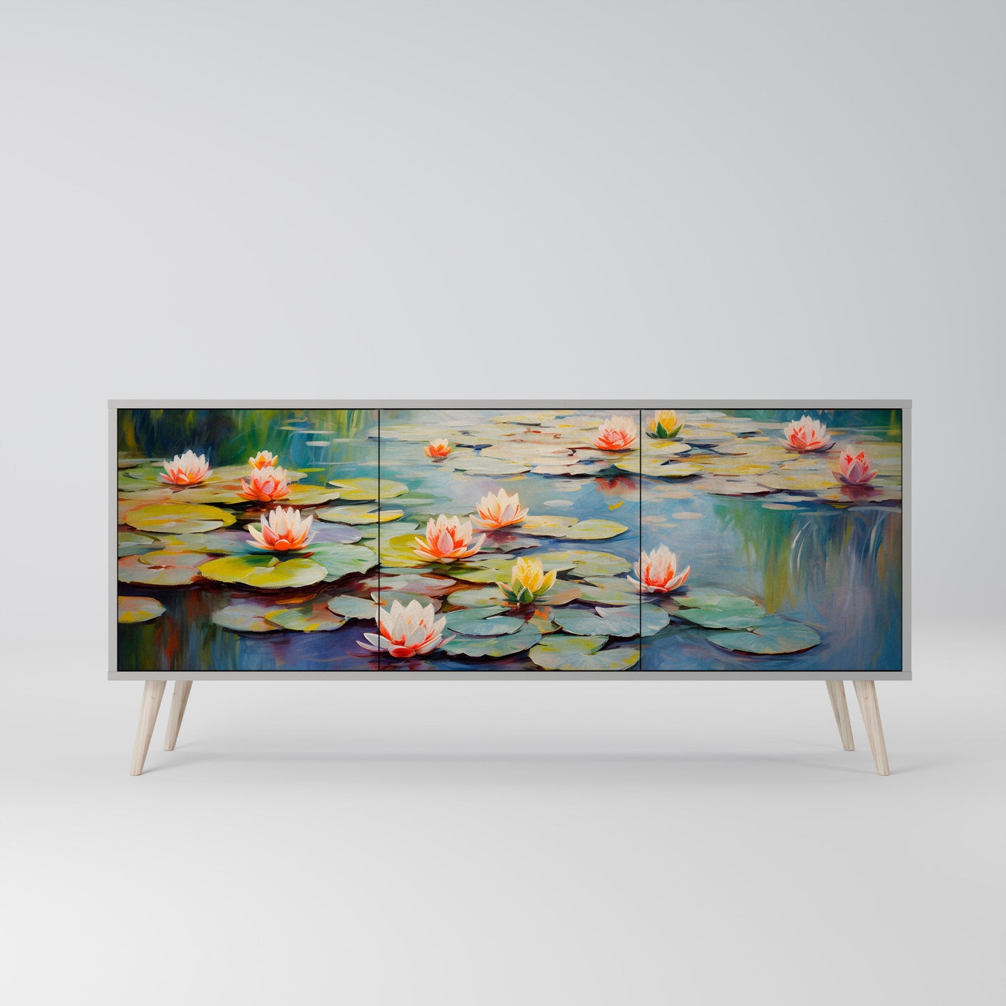 Credenza BLOOMING WATERS a 3 ante in finitura grigia