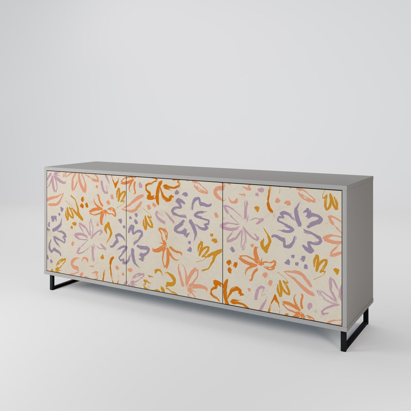 Credenza SPRING WHIMSY a 3 ante in finitura grigia