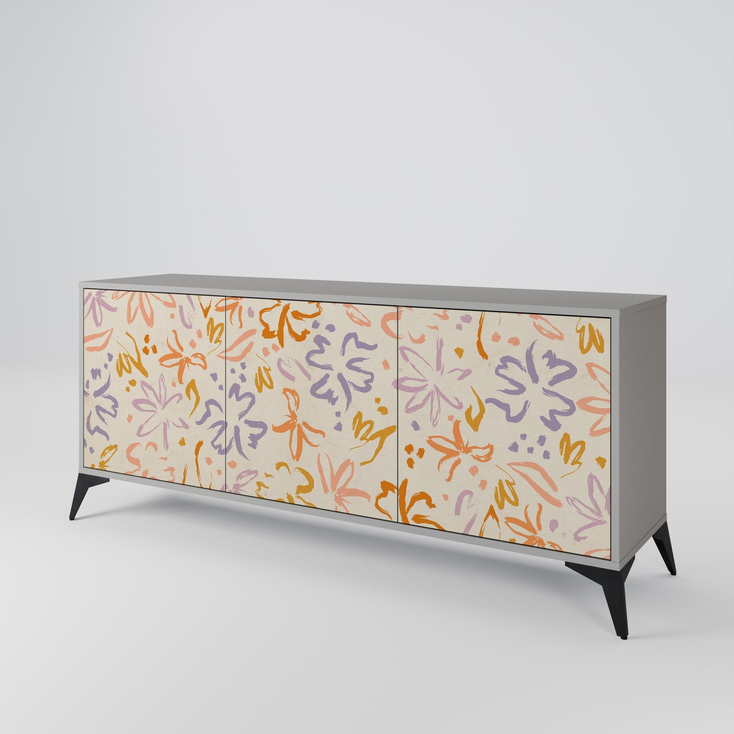 Credenza SPRING WHIMSY a 3 ante in finitura grigia