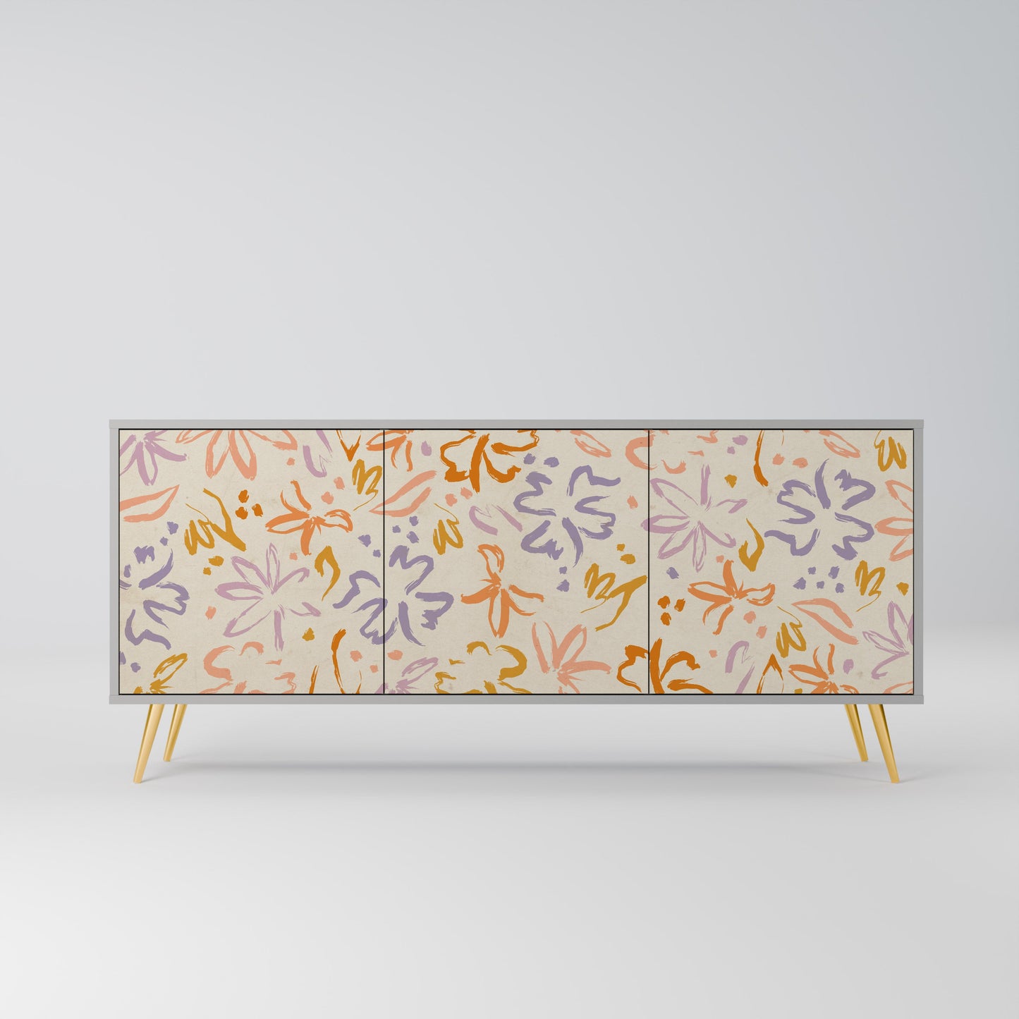 Credenza SPRING WHIMSY a 3 ante in finitura grigia