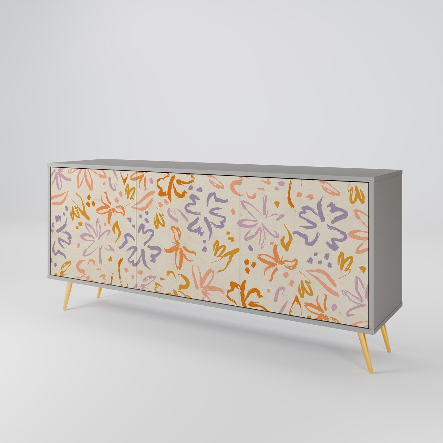 Credenza SPRING WHIMSY a 3 ante in finitura grigia