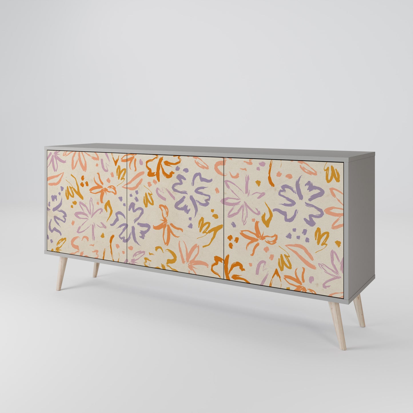 Credenza SPRING WHIMSY a 3 ante in finitura grigia