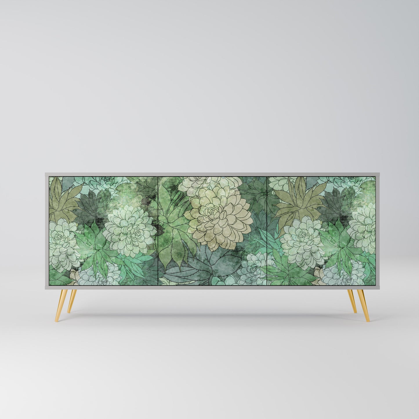 SUCCULENT CLUSTER 3-Door Sideboard in Grey Finish