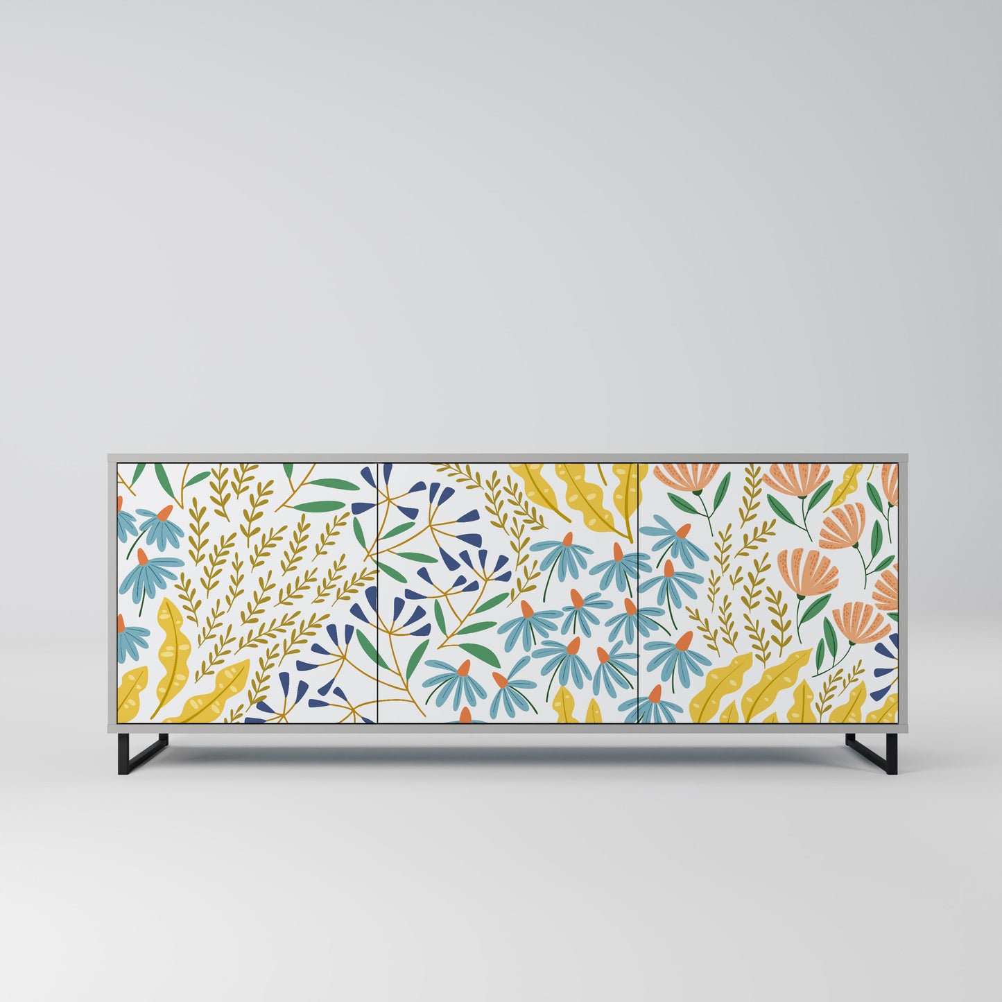 HELLO SPRING 3-Door Sideboard in Grey Finish