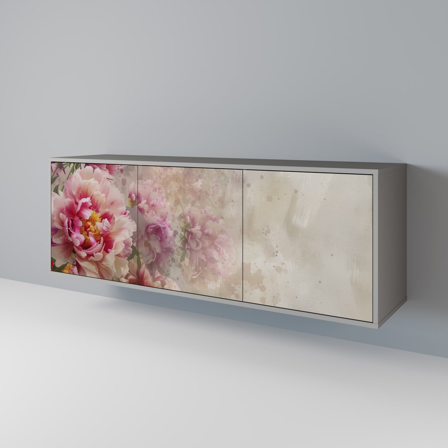 Credenza a 3 ante PEONY WHISPER in finitura grigia