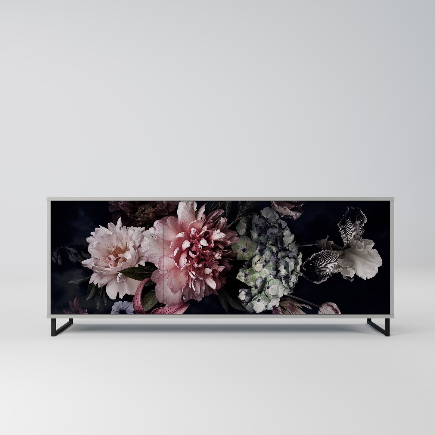 Credenza a 3 ante PURE BLOSSOM in finitura grigia