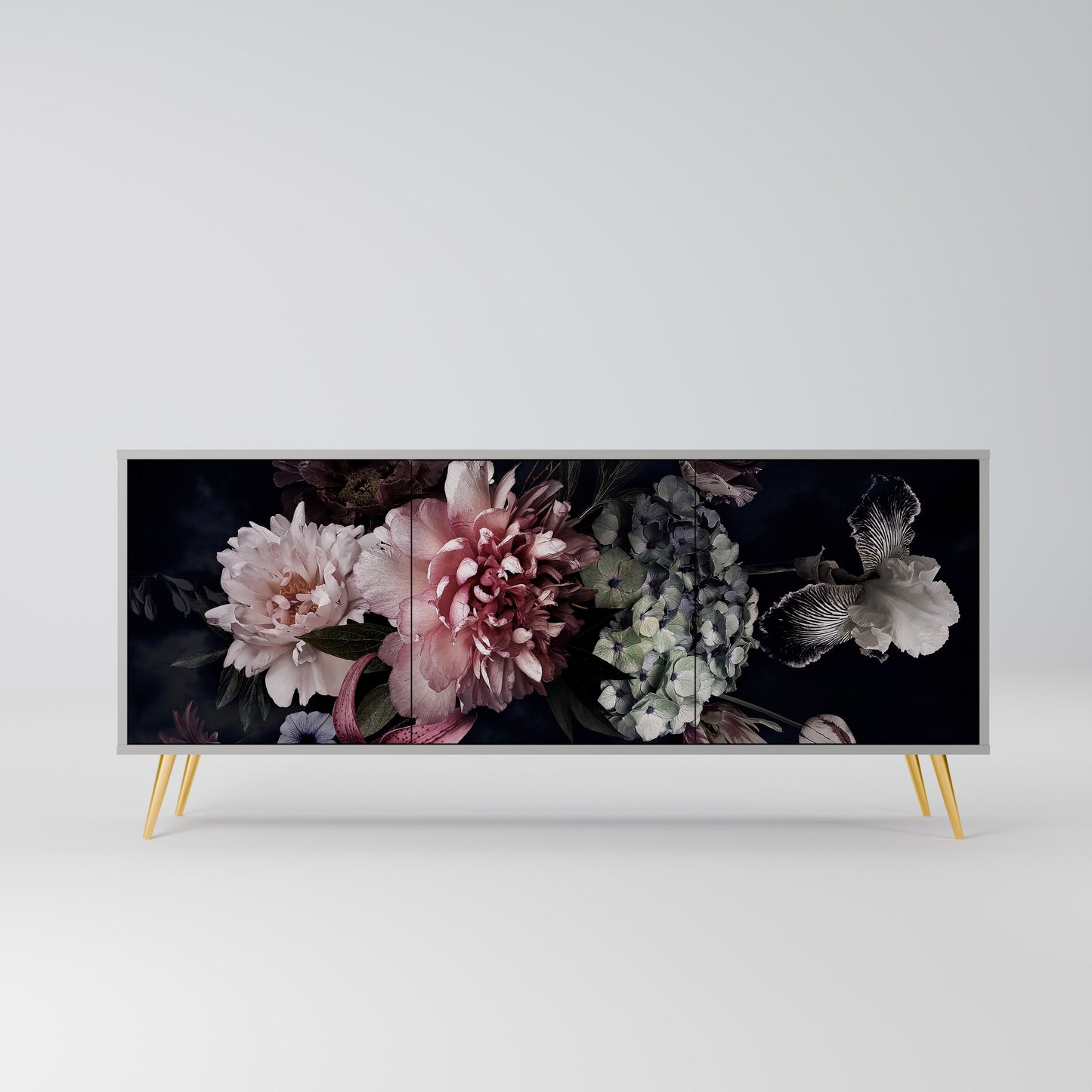 Credenza a 3 ante PURE BLOSSOM in finitura grigia