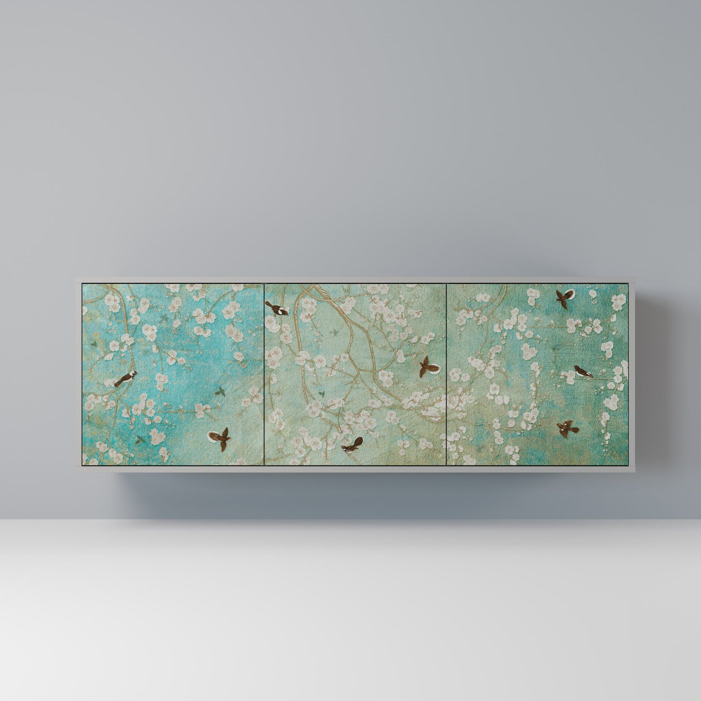 Credenza BLOOMING CHARM a 3 ante in finitura grigia