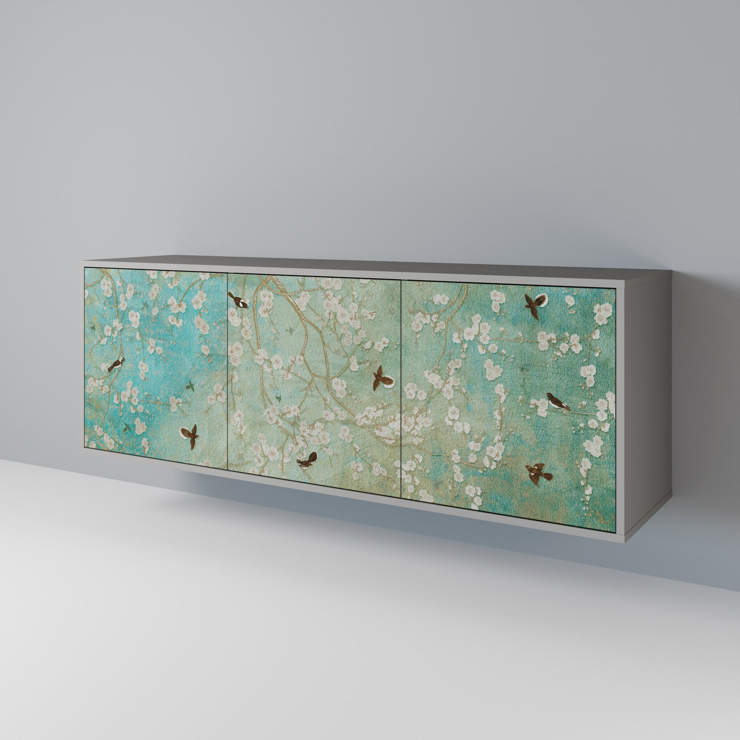 Credenza BLOOMING CHARM a 3 ante in finitura grigia